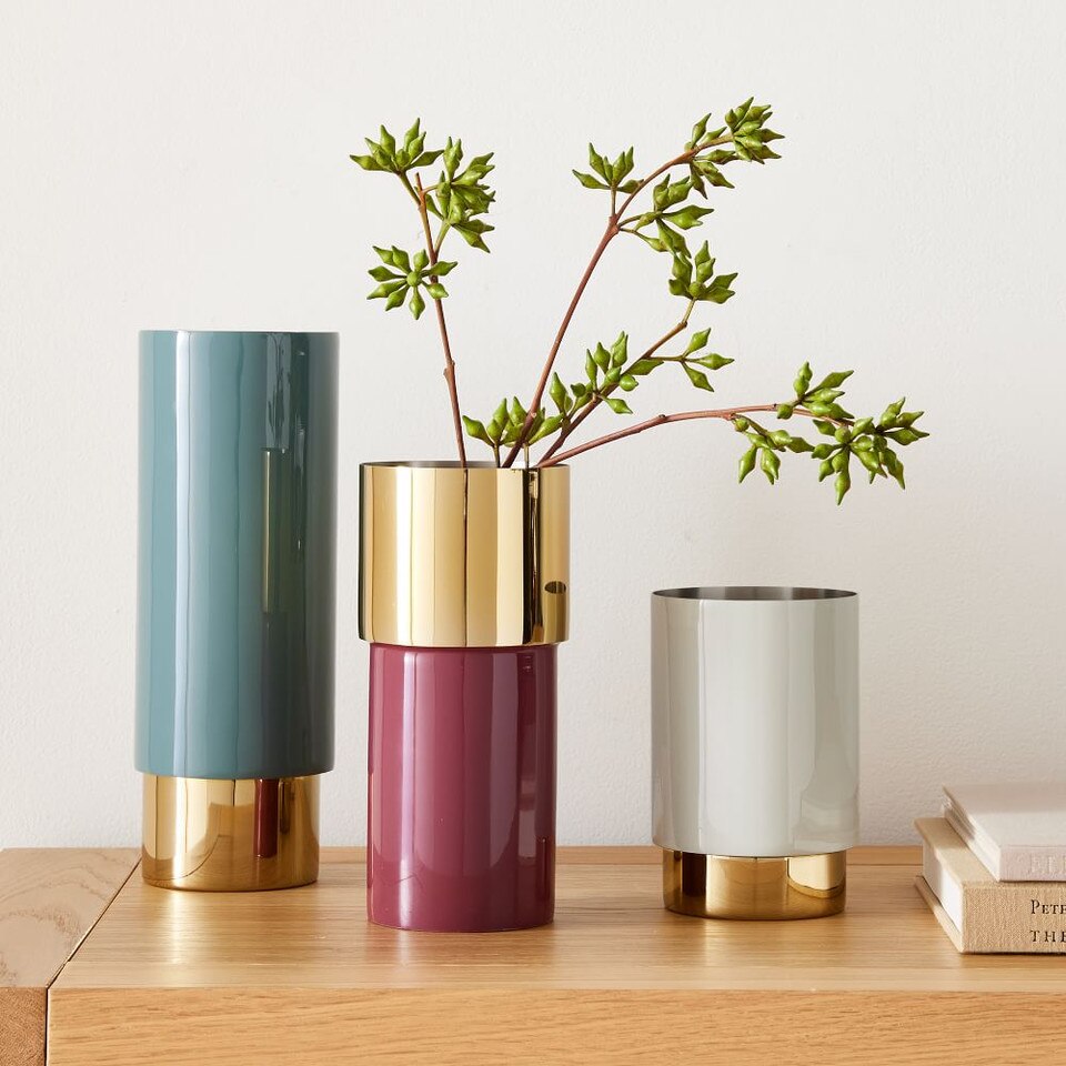 Brass & Enamel Tube Vases West Elm Australia